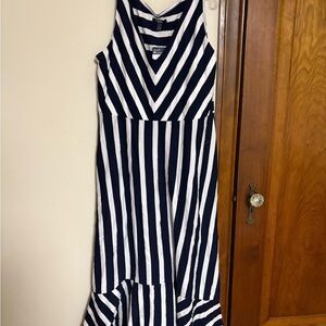 Chaps NWT Navy and White Striped Maxi Dress
